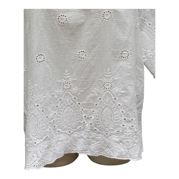 Lipslide White Embroidered cut-outs blouse buttons at back 100% cotton size M - Picture 3 of 8